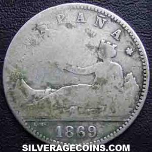 1869 (69) SN-M Provisional Government Spanish Silver Peseta (Spain) (Obverse)