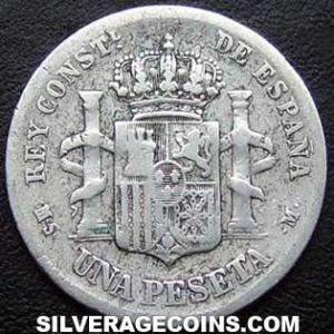 Peseta de Plata Española de Alfonso XII 1882 (82) MS-M (Reverso)