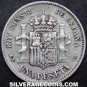 Peseta de Plata Española de Alfonso XII 1883 (83) MS-M (Reverso)