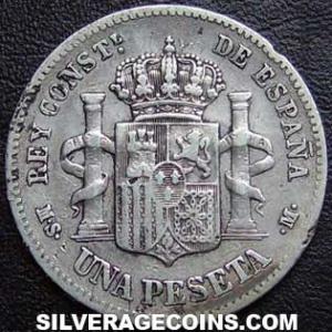 1885 (86) MS-M Alfonso XII Spanish Silver Peseta (Reverse)