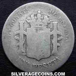 1894 (94) PG-V Alfonso XIII "Bucles" Spanish Silver Peseta (Reverse)