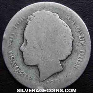 1894 (94) PG-V Alfonso XIII "Bucles" Spanish Silver 2 Pesetas (Obverse)