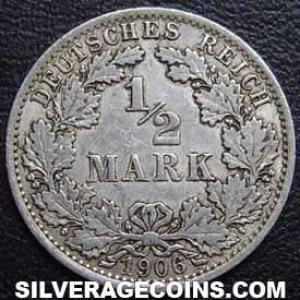 1906 A Wilhelm II German Silver Half Mark (Reverse)