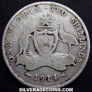 1914 H George V Australian Silver Florin (Reverse)