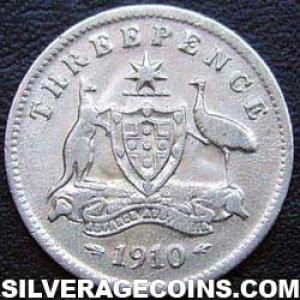 1910 (L) Edward VII Australian Silver Threepence (Reverse)