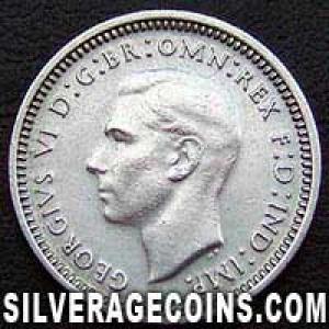 3 Peniques de Plata Australianos de Jorge VI 1940 (m) (Anverso)