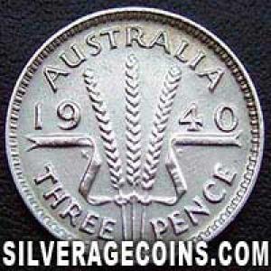 3 Peniques de Plata Australianos de Jorge VI 1940 (m) (Reverso)