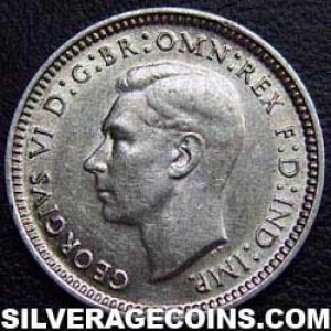 3 Peniques de Plata Australianos de Jorge VI 1942 D (Anverso)