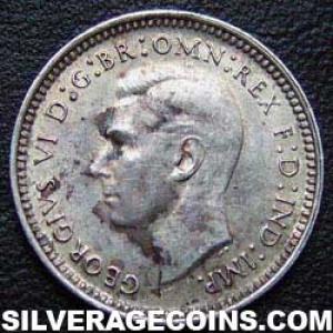 1942 S George VI Australian Silver Threepence (Obverse)