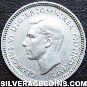 1943 (m) George VI Australian Silver Threepence (Obverse)