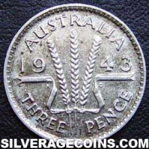 1943 (m) George VI Australian Silver Threepence (Reverse)