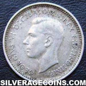 1943 S George VI Australian Silver Threepence (Obverse)