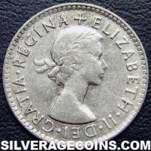 1953 (m) Elizabeth II Australian Silver Threepence (Obverse)