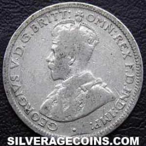 1916 M George V Australian Silver Sixpence (Obverse)