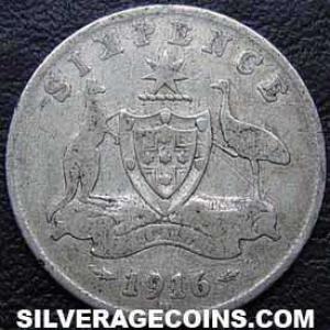 1916 M George V Australian Silver Sixpence (Reverse)
