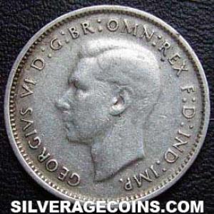 1941 (m) George VI Australian Silver Sixpence (Obverse)