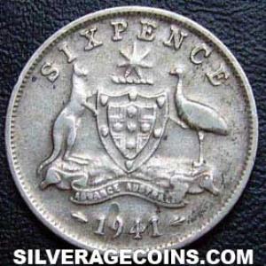 1941 (m) George VI Australian Silver Sixpence (Reverse)