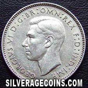 6 Peniques de Plata Australianos de Jorge VI 1942 S (Anverso)