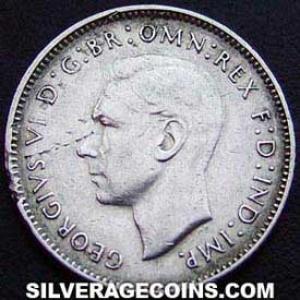 1944 S George VI Australian Silver Sixpence (Obverse)