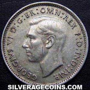 6 Peniques de Plata Australianos de Jorge VI 1945 (m) (Anverso)