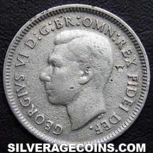 1951 (m) George VI Australian Silver Sixpence (Obverse)