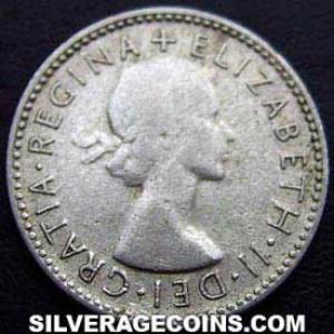 1953 (m) Elizabeth II Australian Silver Sixpence (Obverse)
