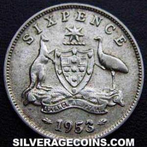 1953 (m) Elizabeth II Australian Silver Sixpence (Reverse)