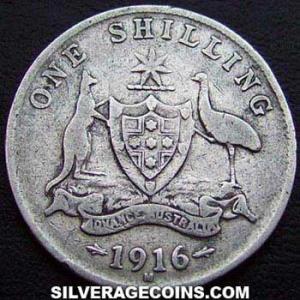 1916 M George V Australian Silver Shilling (Reverse)