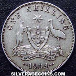 1934 (m) George V Australian Silver Shilling (Reverse)