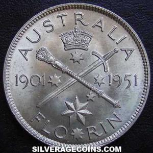 1951 (m) George VI Australian Silver Florin (Federation) (Reverse)