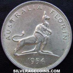 1954 (m) Elizabeth II Australian Silver Florin (Royal Visit) (Reverse)