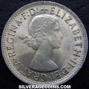 1957 (m) Elizabeth II Australian Silver Florin (Obverse)