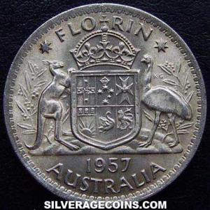 1957 (m) Elizabeth II Australian Silver Florin (Reverse)