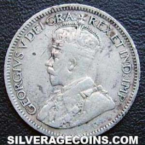 1935 George V Canadian Silver "Dime" 10 cents (Obverse)