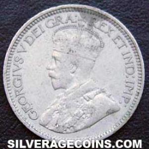1936 George V Canadian Silver "Dime" 10 cents (Obverse)