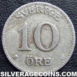 1914 W Gustav V Swedish Billon 10 Öre (Reverse)