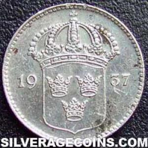 1937 G Gustav V Swedish Billon 10 Öre (Obverse)