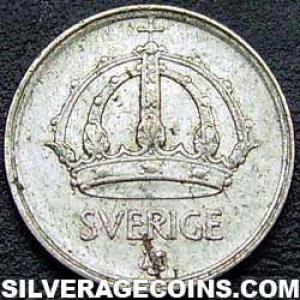 1949 TS Gustav V Swedish Billon 10 Öre (Obverse)