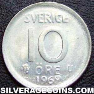 1962 U Gustav VI Swedish Billon 10 Öre (Reverse)