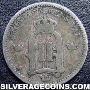 1902 EB Oscar II Swedish Silver 25 Öre (large letters) (Obverse)