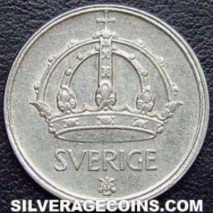 1943 G Gustav V Swedish Billon 25 Öre (Obverse)