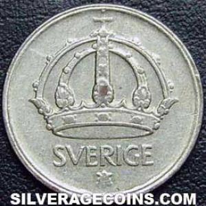 1945 G Gustav V Swedish Billon 25 Öre (Obverse)