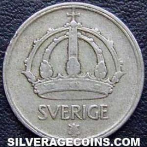 1945 G/TS Gustav V Swedish Billon 25 Öre (Obverse)