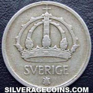 1946 TS Gustav V Swedish Billon 25 Öre (Obverse)