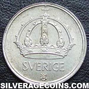 1949 TS Gustav V Swedish Billon 25 Öre (Obverse)