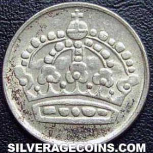 1953 TS Gustav VI Swedish Billon 25 Öre (Obverse)
