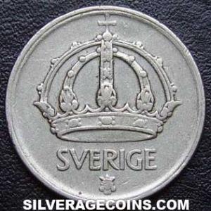 1945 Gustaf V Swedish Billon 50 Öre (Obverse)