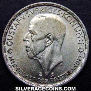 1949 TS Gustav V Swedish Billon Krona (Obverse)
