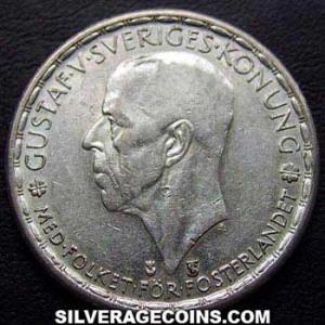 1950 TS Gustav V Swedish Billon Krona (Obverse)