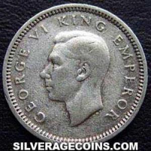 1940 George VI New Zealander Silver Threepence (Obverse)